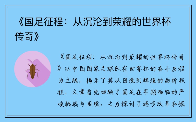 《国足征程：从沉沦到荣耀的世界杯传奇》